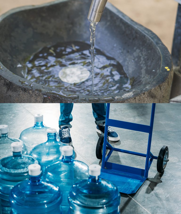 Imagen que muestra dos fuentes de agua potable para consumo